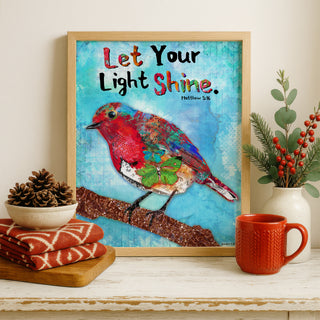 Watermelon Shine Bird Art Print - Boho Butterfly - Inspirational Quote