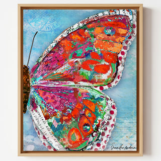 Watermelon Sunrise Butterfly Wing Art Print - Bright Coastal Garden Decor