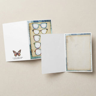 Whimsical Glasses Greeting Card - Retro Modern Fashion Eye Art