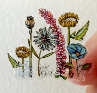 Wildflowers Art Sticker - Mini - Vinyl Waterproof With Clear Border