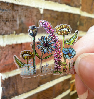 Wildflowers Art Sticker - Mini - Vinyl Waterproof With Clear Border