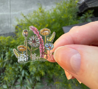Wildflowers Art Sticker - Mini - Vinyl Waterproof With Clear Border