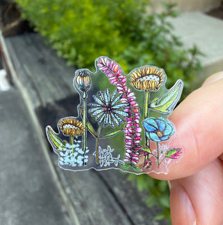 Wildflowers Art Sticker - Mini - Vinyl Waterproof With Clear Border