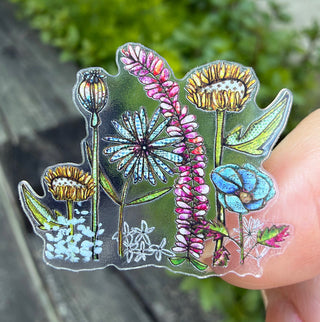 Wildflowers Art Sticker - Mini - Vinyl Waterproof With Clear Border