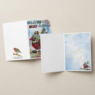 Very Merry Christmas Bird Greeting Card - Cardinal Art
