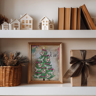 Wish Peace Christmas Tree Art Print -  Love Comfort & Joy