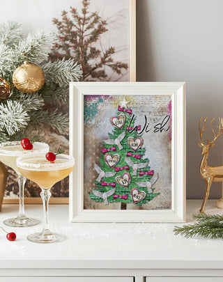 Wish Peace Christmas Tree Art Print -  Love Comfort & Joy