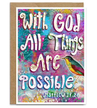 With God Greeting Card - Inspirational Bird Art