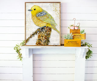 Yellow Starlight Tilly Bird Art Print - Watercolor Woodland Nature